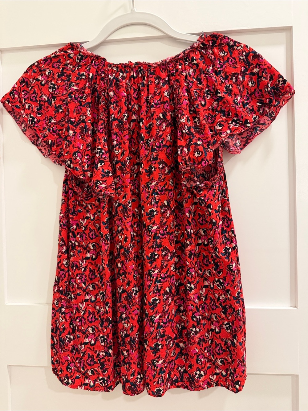 EVERVE Red Floral Flutter Sleeve Blouse Size M - Picture 4 of 5